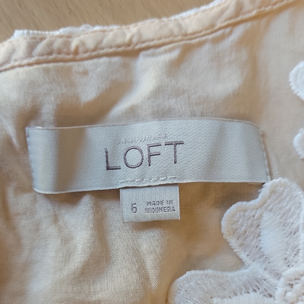LOFT Cream Floral Lace Mini Dress - Picture 2 of 4